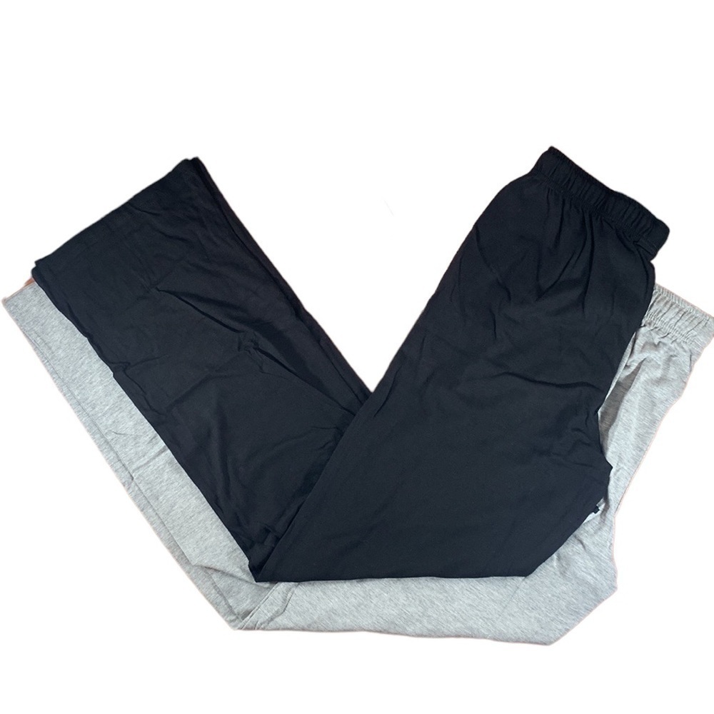 CYZ Comfortable Jersey Cotton Knit Lounge Sleep Pants - Black Grey - 2 pack